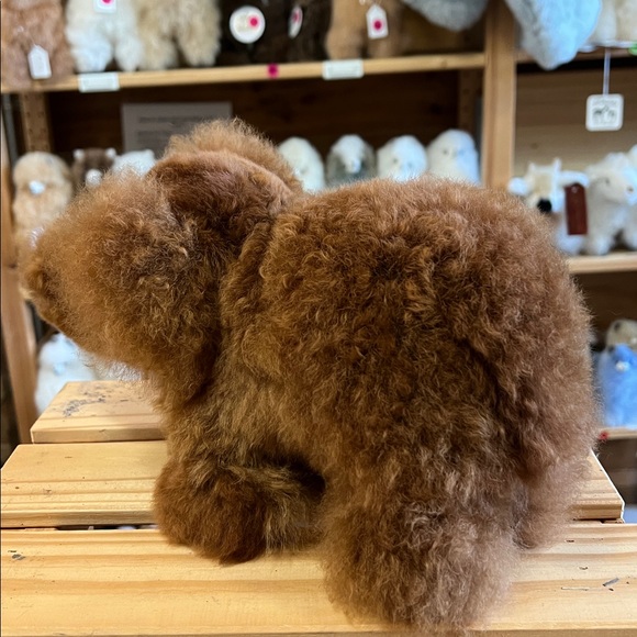 100% alpaca fur Brown Plush Elephant Toy - Picture 3 of 3